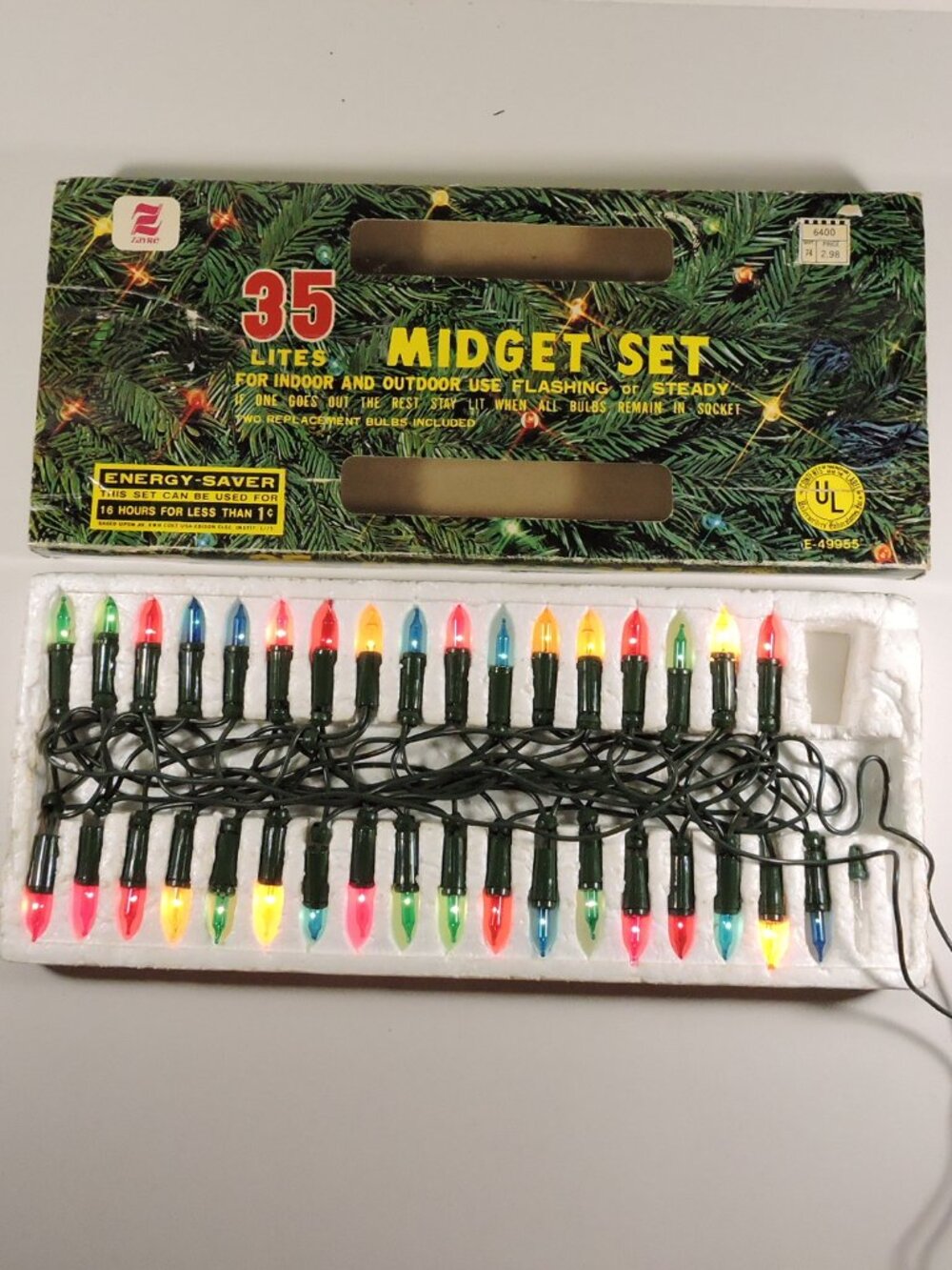 Vintage 35 Midget Light Set - Christmas Decor - Series Lighting Set -  1970's
